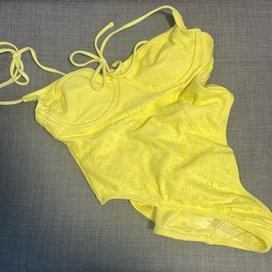 Brand new with tag forever 21 yellow one piece swimsuit in a size small